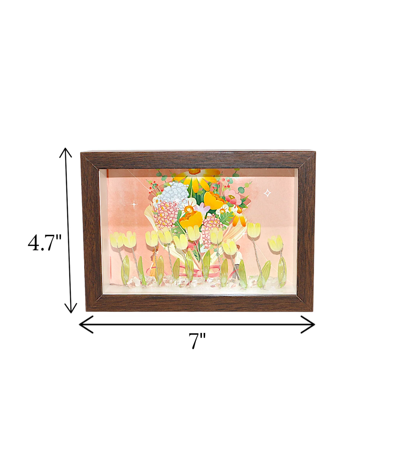 led photo frame with yellow flower china "4.7x7" - Image 2