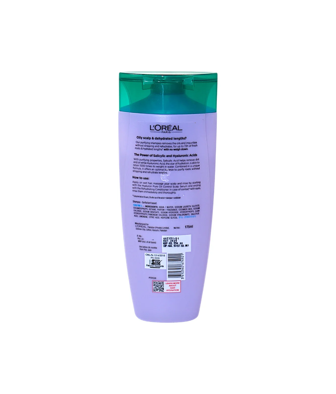 loreal shampoo elvive hyaluron purifying 175ml - Image 2