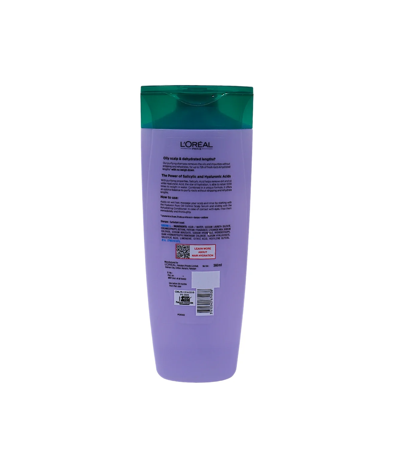 loreal shampoo elvive hyaluron purifying 360ml - Image 2