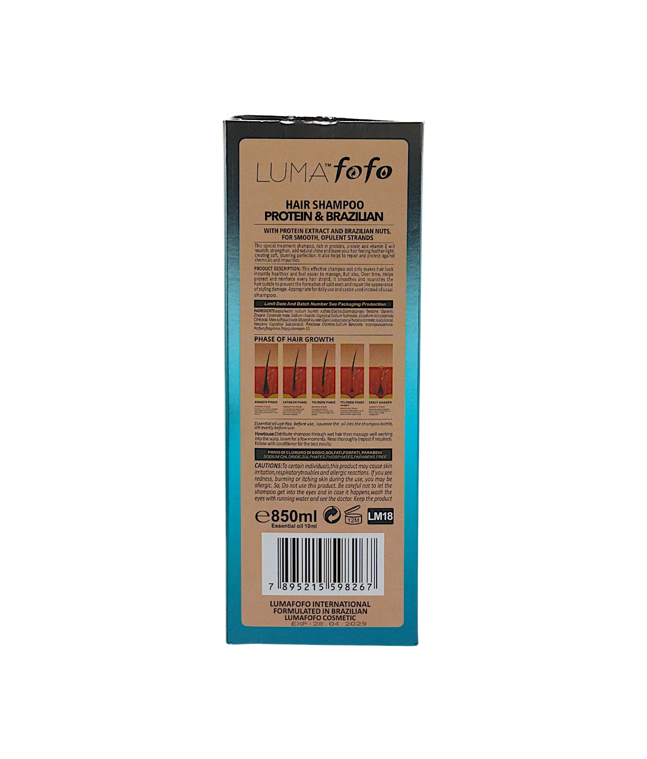 luma shampoo protien brazilian 850ml china - Image 2