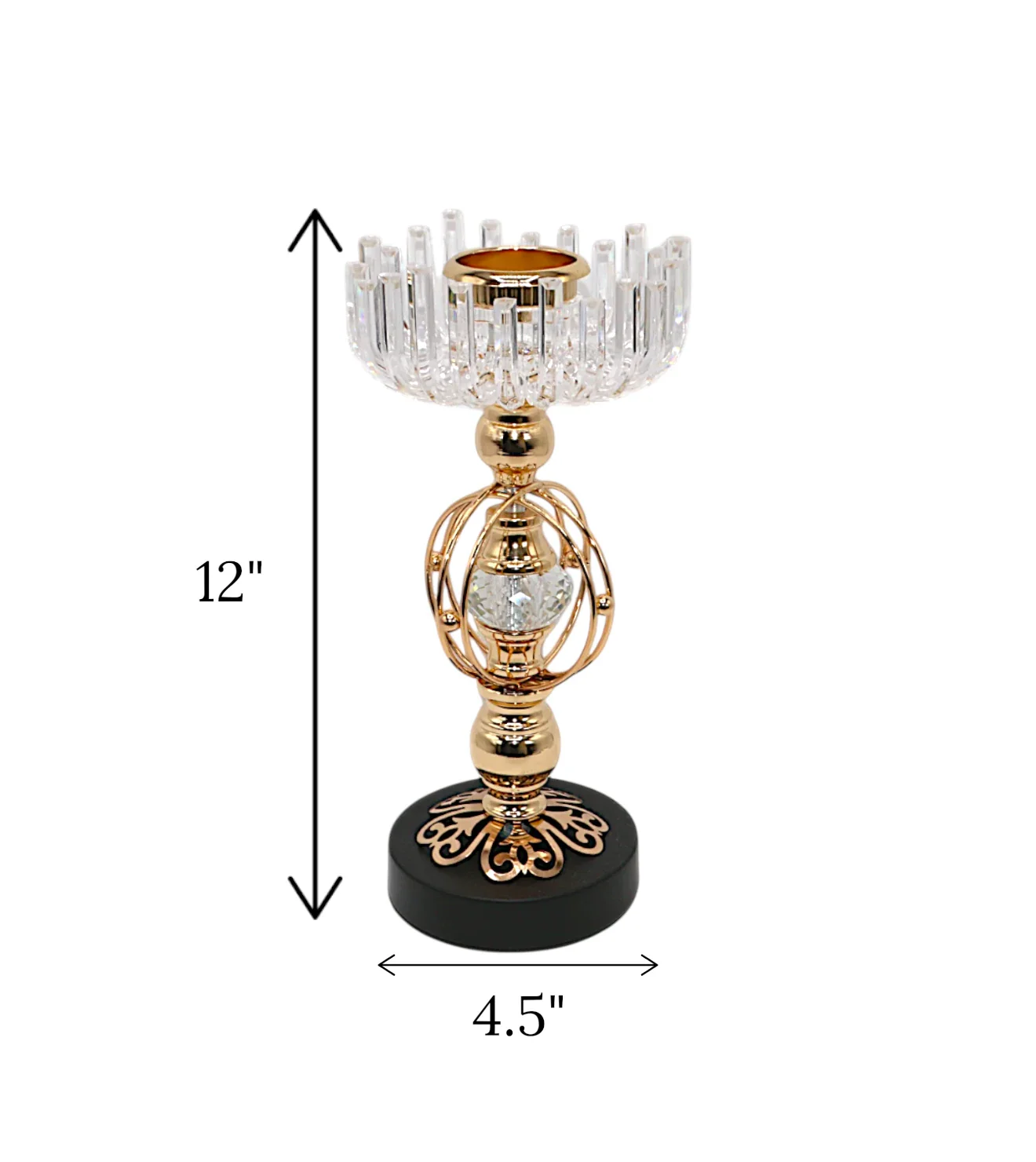 metal candle stand with crystal candy medium china "12x4.5" - Image 2