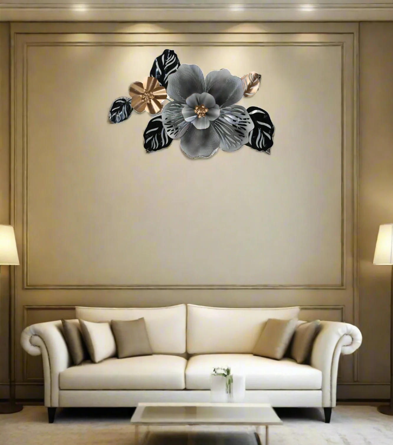 metal cut work flower wall frame 21''x32'' china d878