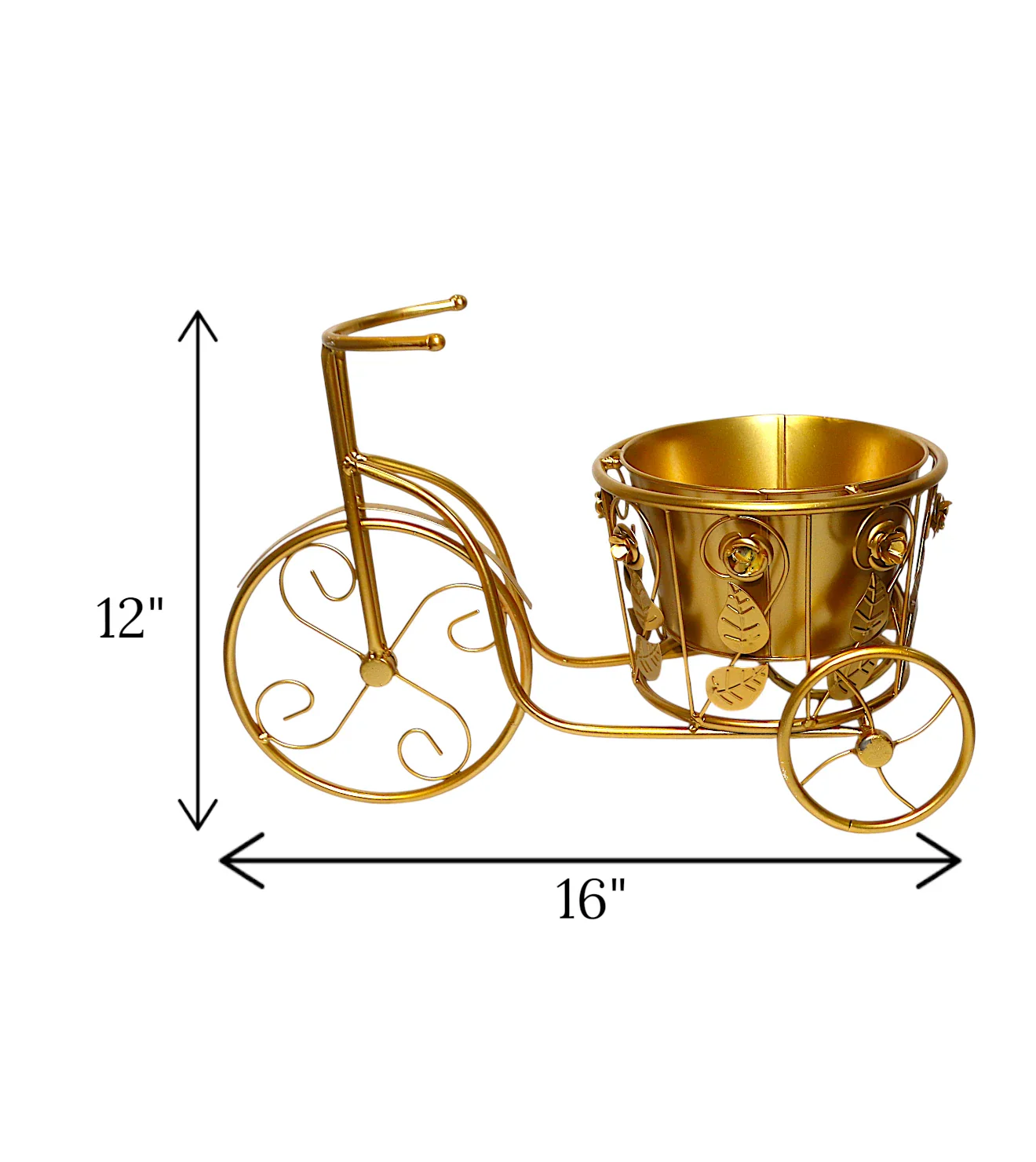 metal cycle planter golden china "12x16" - Image 2