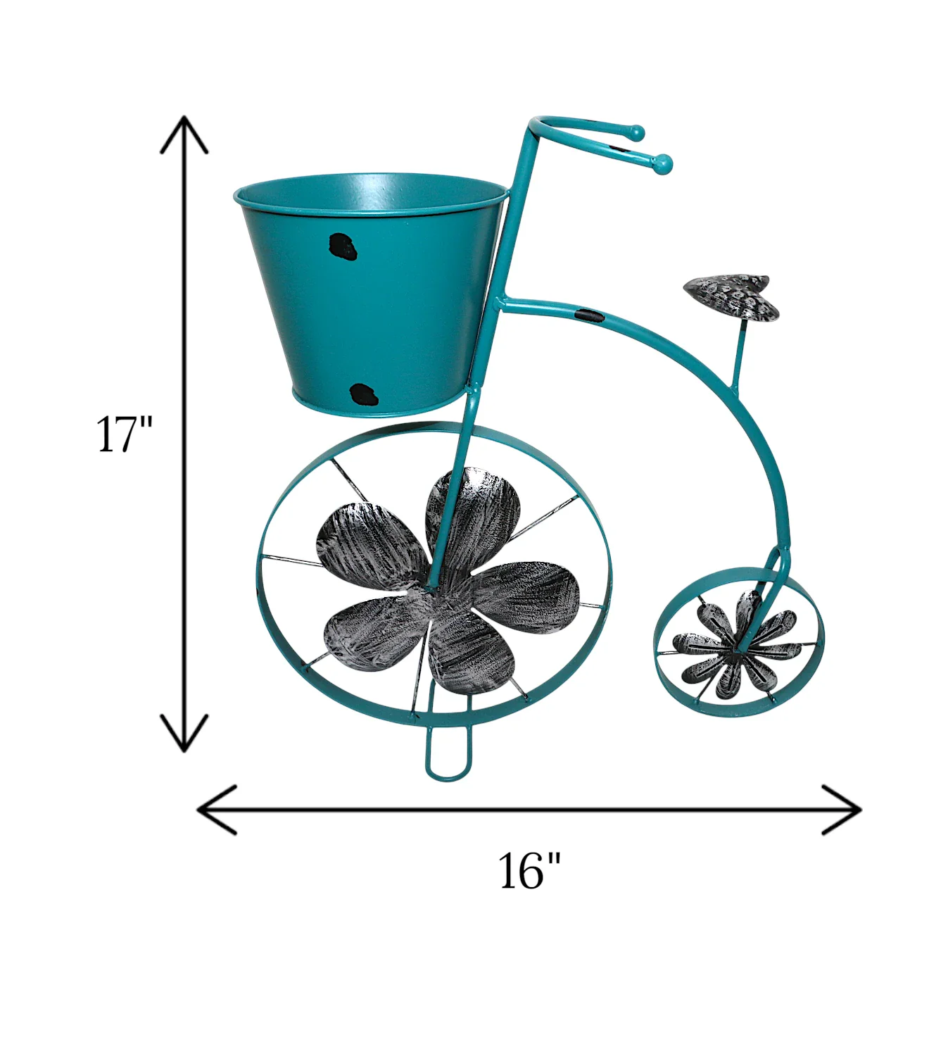 metal cycle planter sea green china "16x17" - Image 2