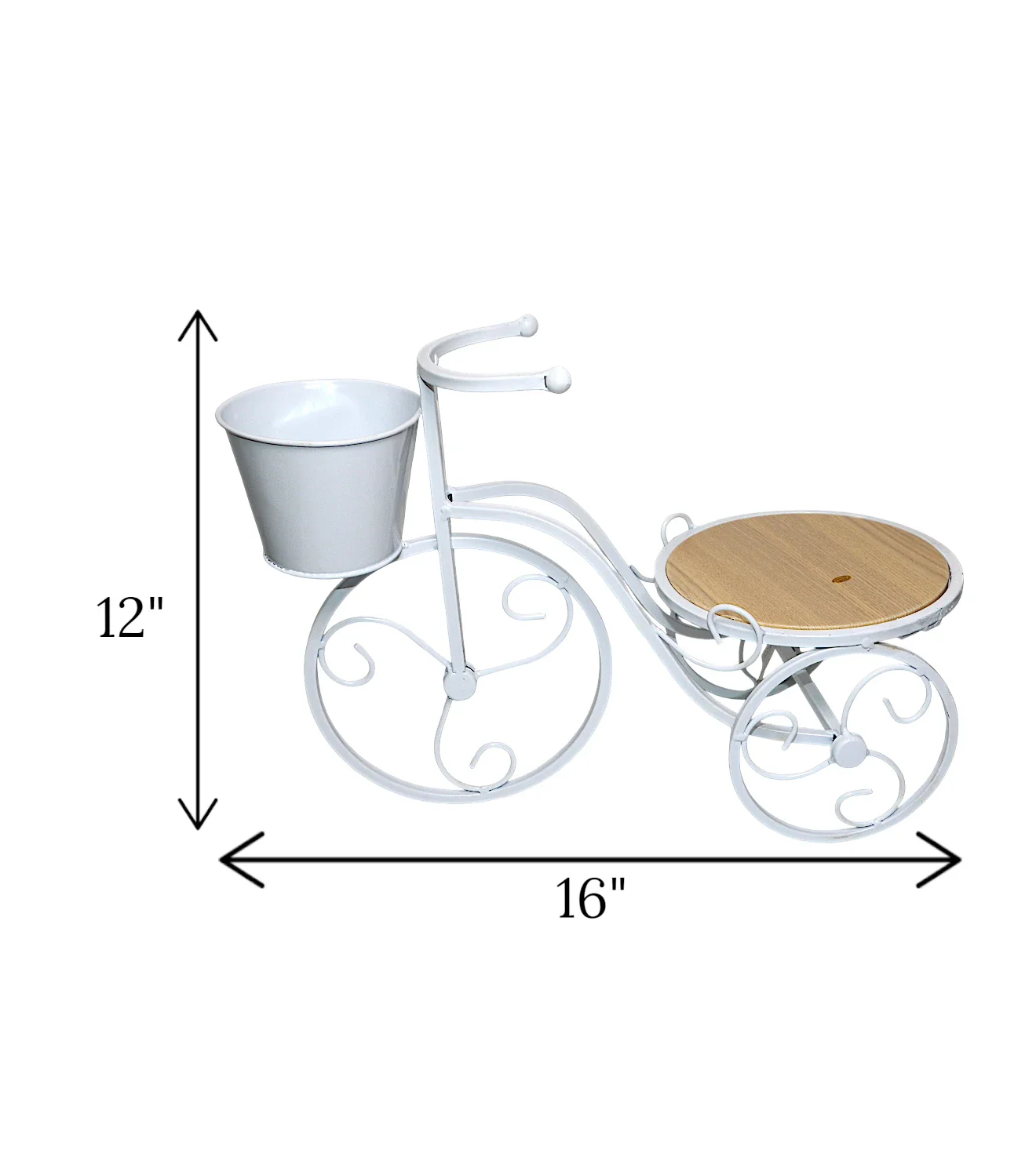 metal cycle planter white china "12x16" - Image 2