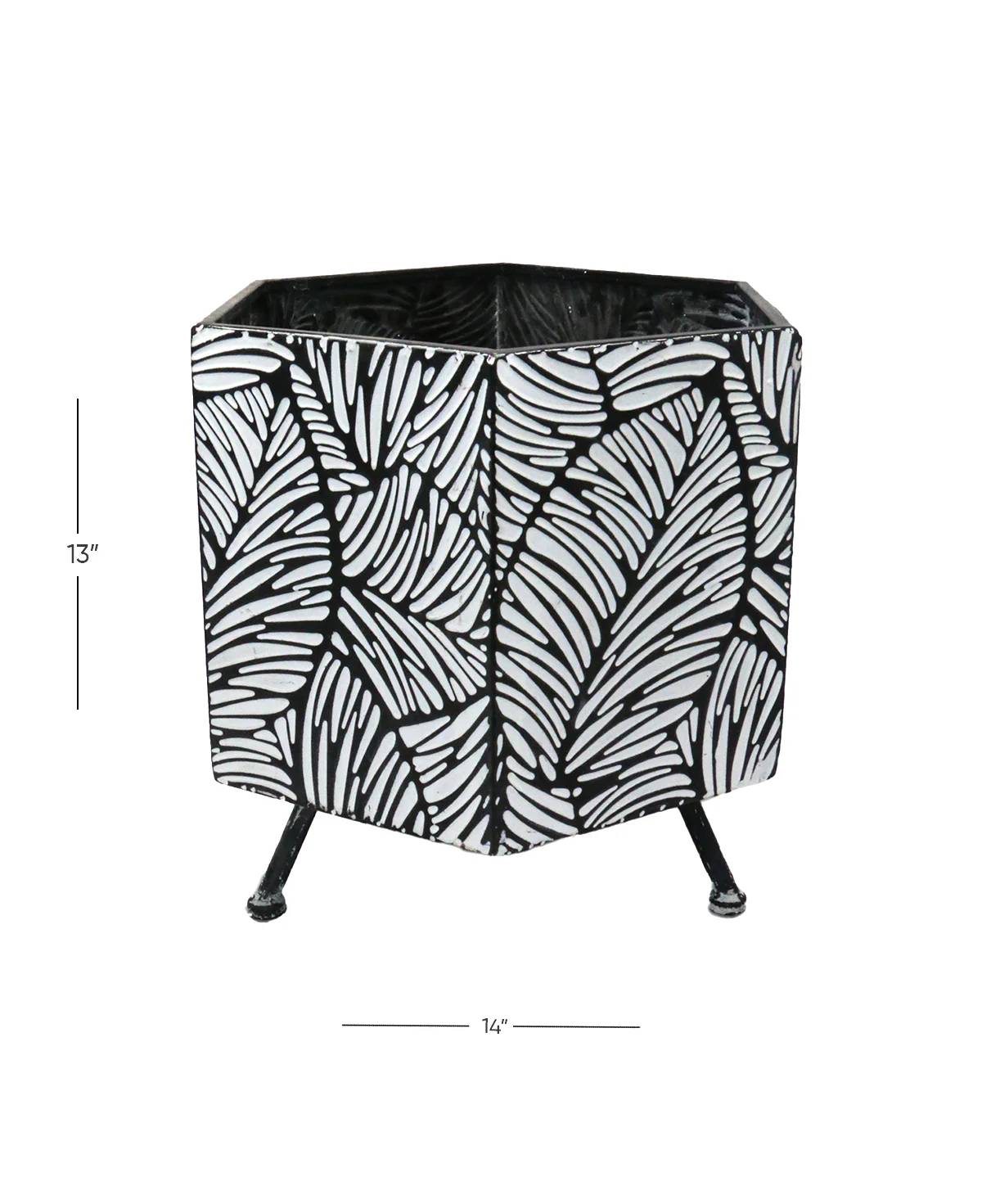 metal planter embossed leaves print 13''x14'' china d674 - Image 2