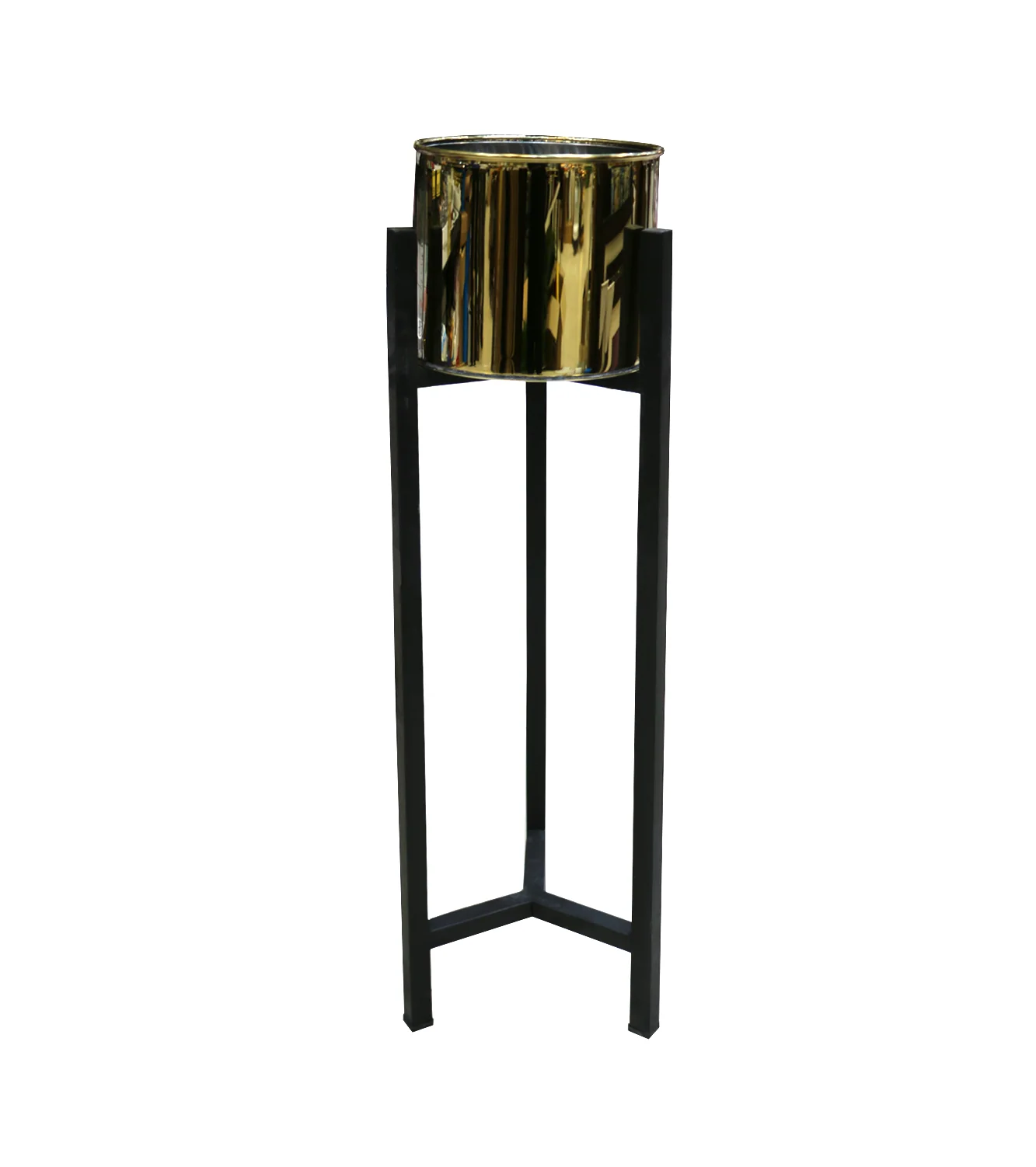 metal planter golden with stand large 34" - Image 2