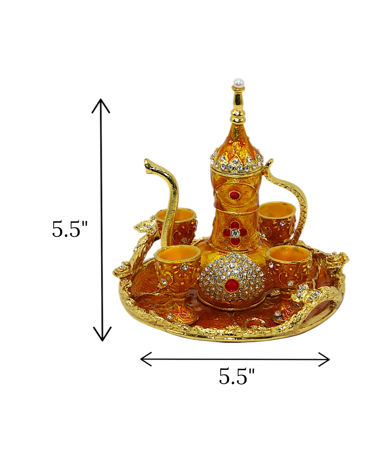metal turkish mini tea set golden china "5.5x5.5" - Image 2