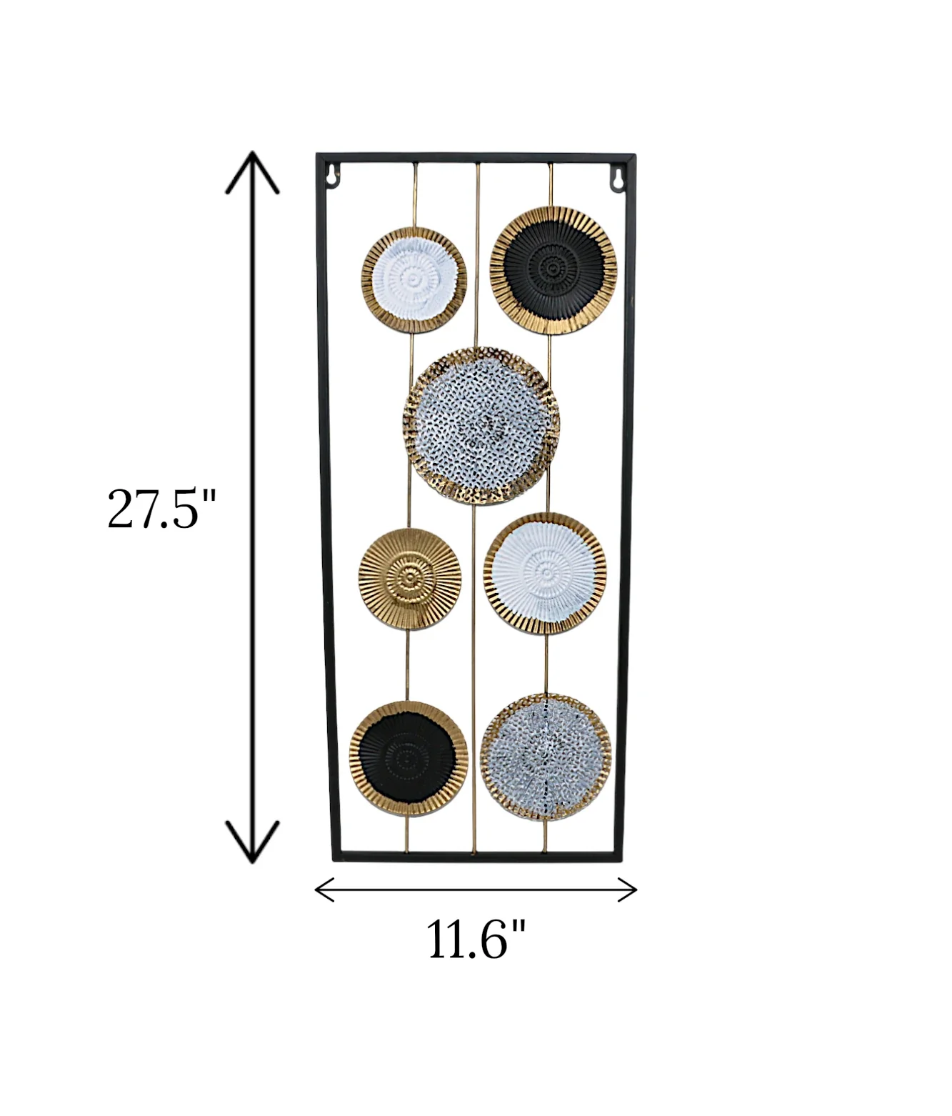 metal wall hanging circle rectangle black china 27.5x11.6 - Image 2