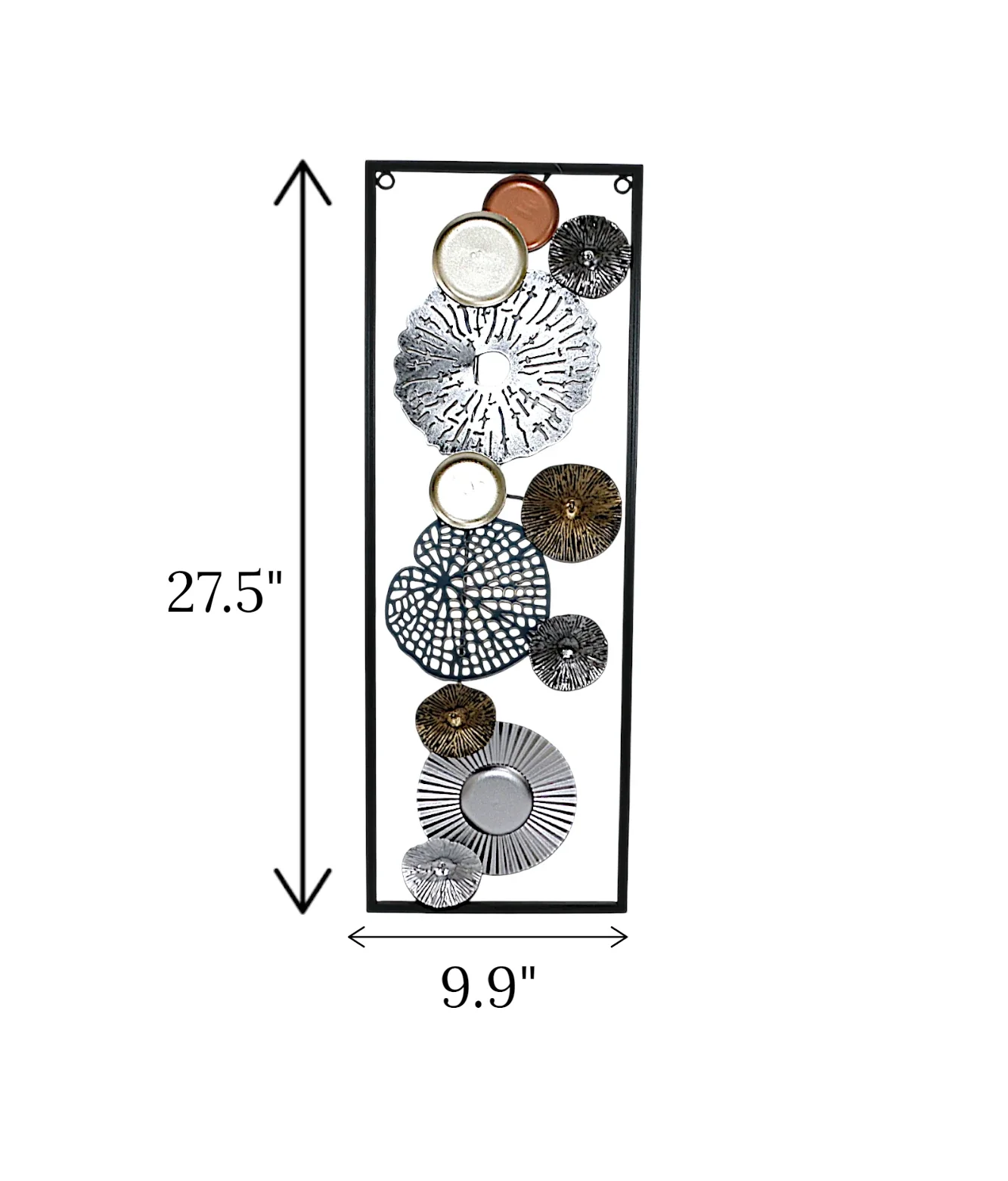 metal wall hanging circle rectangle black china 27.5x9.9 - Image 2