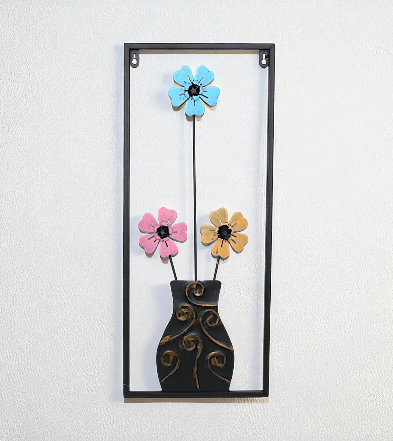 metal wall hanging floral black china 23.6x9.9