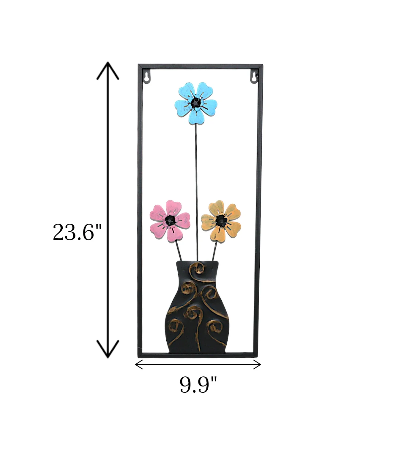 metal wall hanging floral black china 23.6x9.9 - Image 2