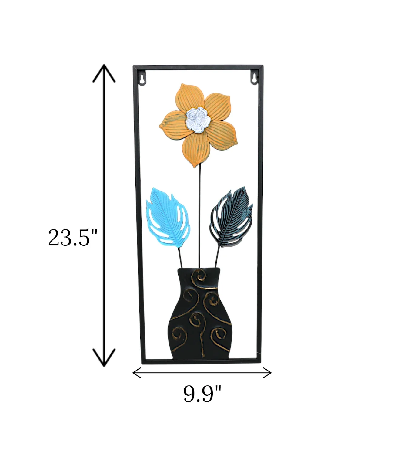 metal wall hanging floral rectangle china 23.6x9.9 - Image 2
