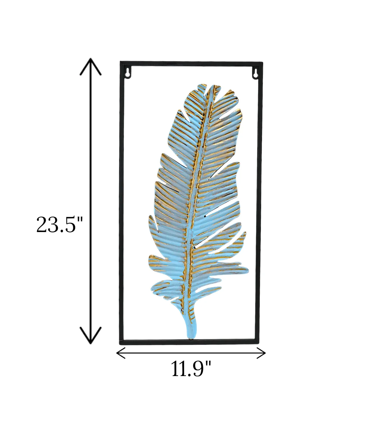 metal wall hanging leaf rectangle black china 23.5x11.9 - Image 2