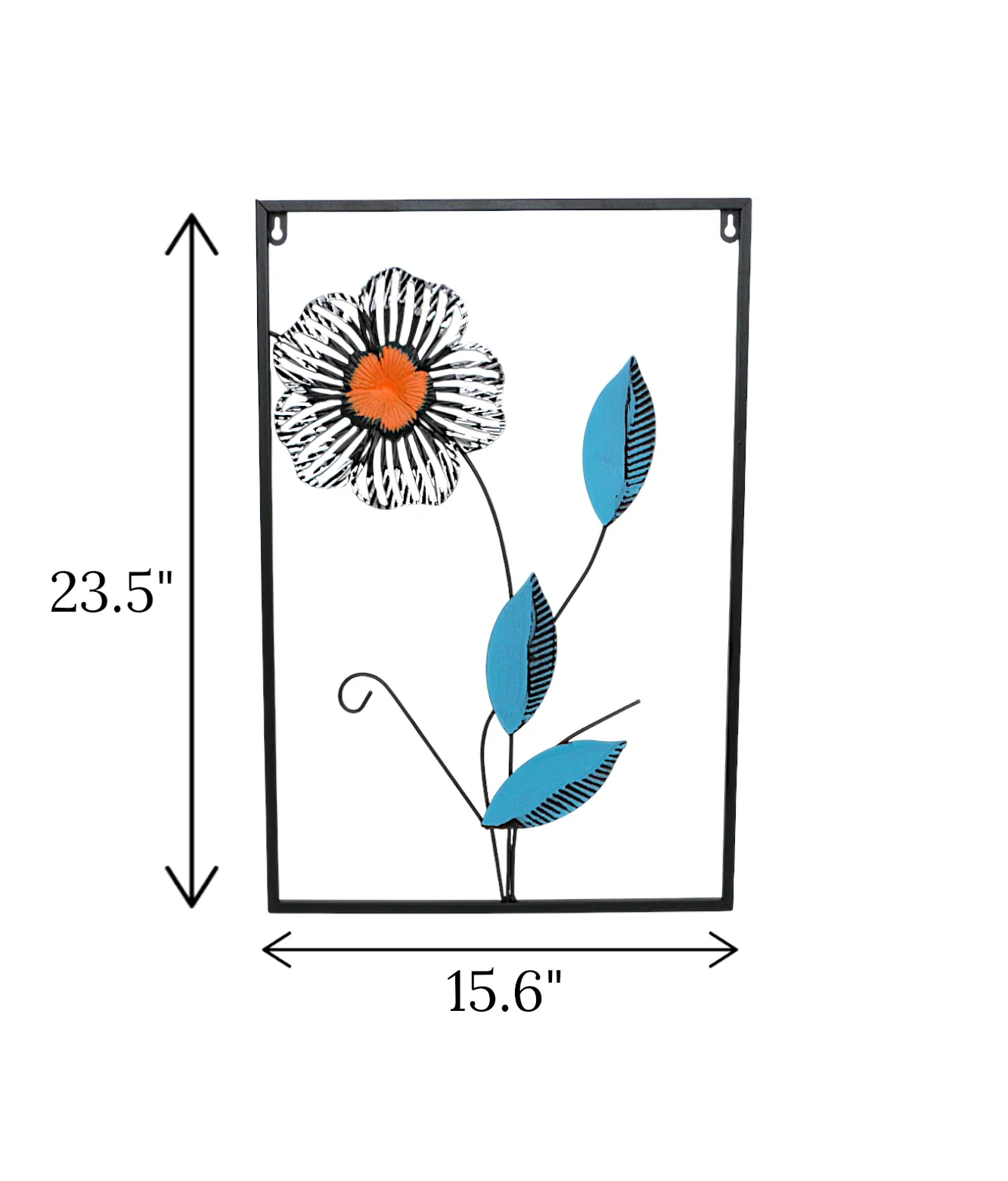 metal wall hanging rectangle 3 leaf & flower china 23.5x15.6 - Image 2