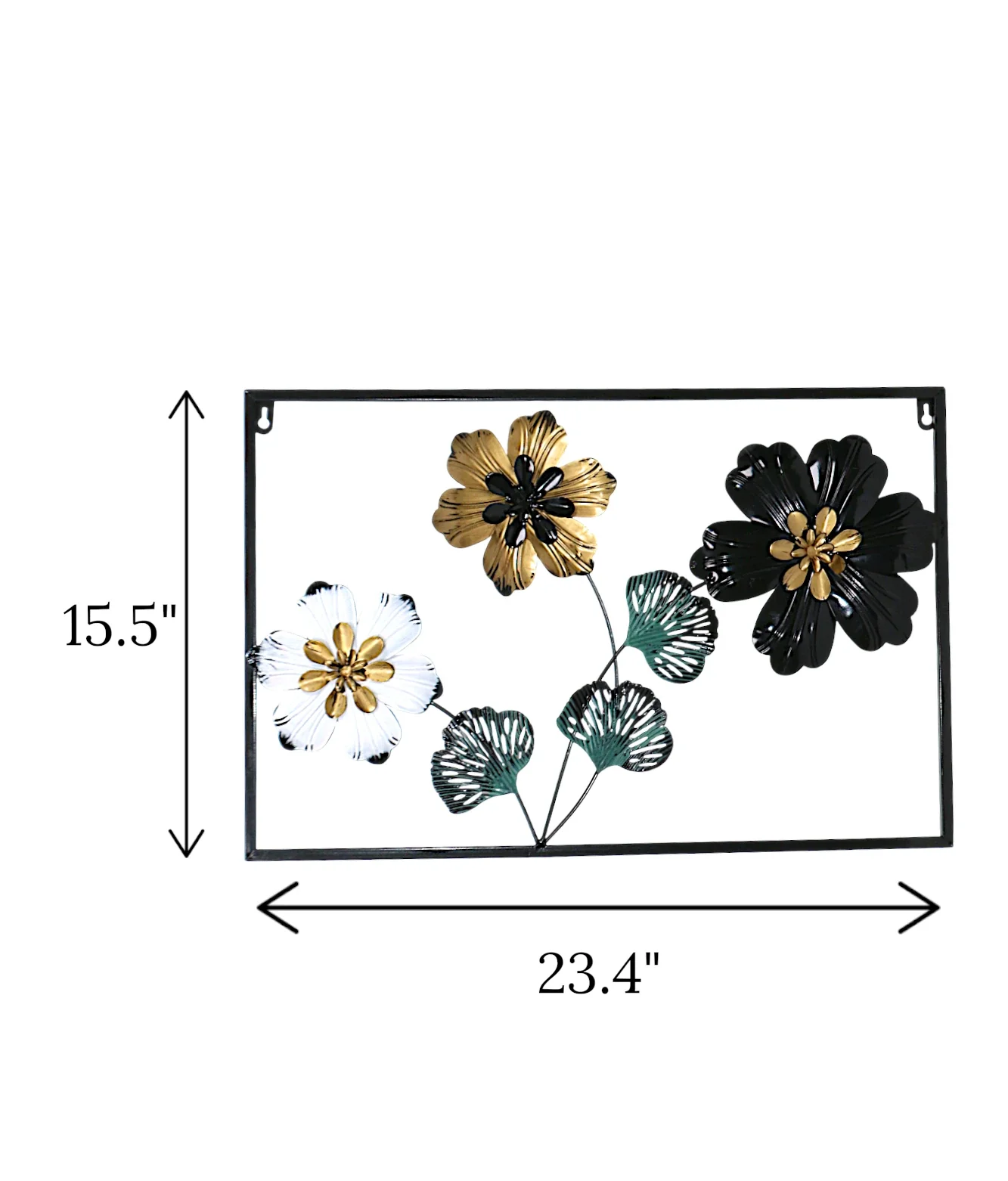 metal wall hanging rectangle flower china 23.4x15.5 - Image 2