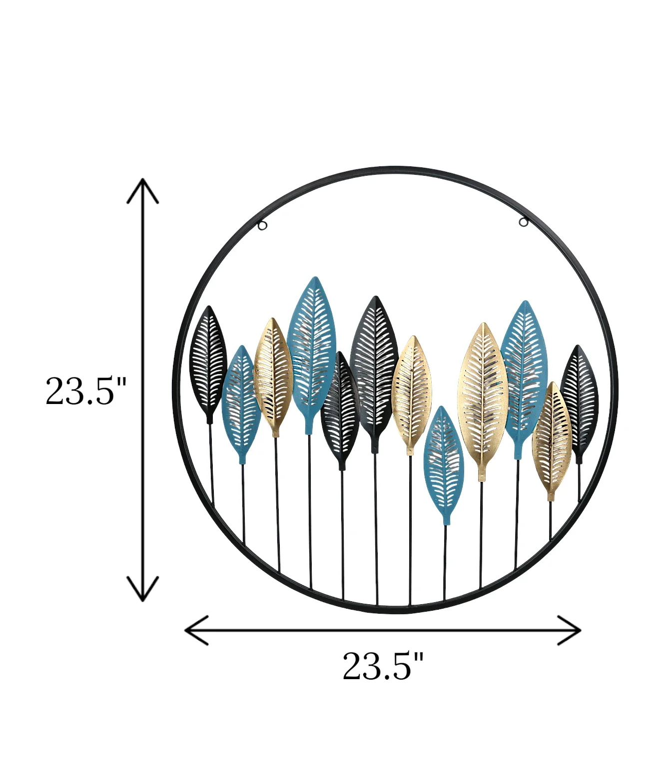 metal wall hanging round 12 leaves large china 23.5x23.5 - Image 2