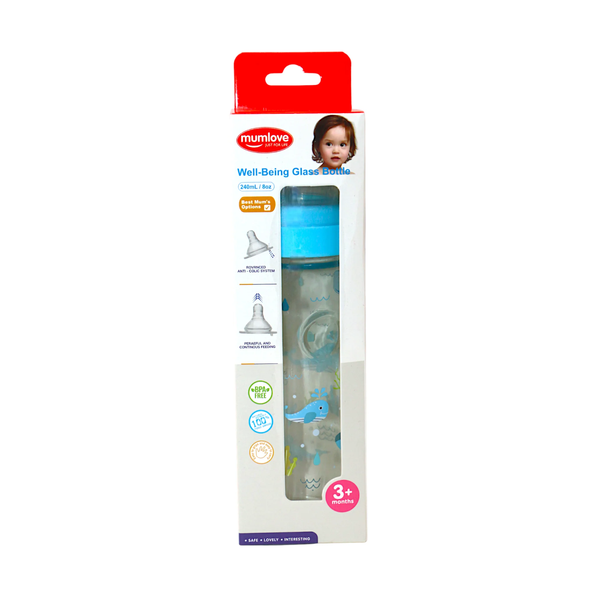 mumlove glass feeder 240ml b3519 china - Image 2