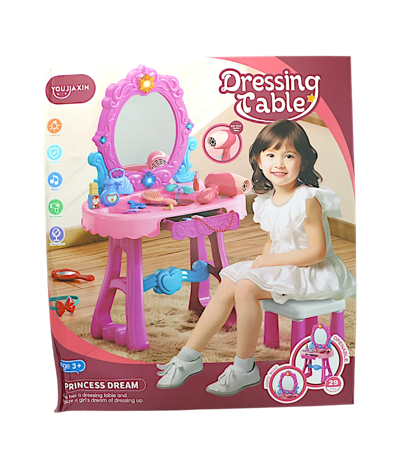 music dressing table set with hair dryer & light 29pc - Image 2