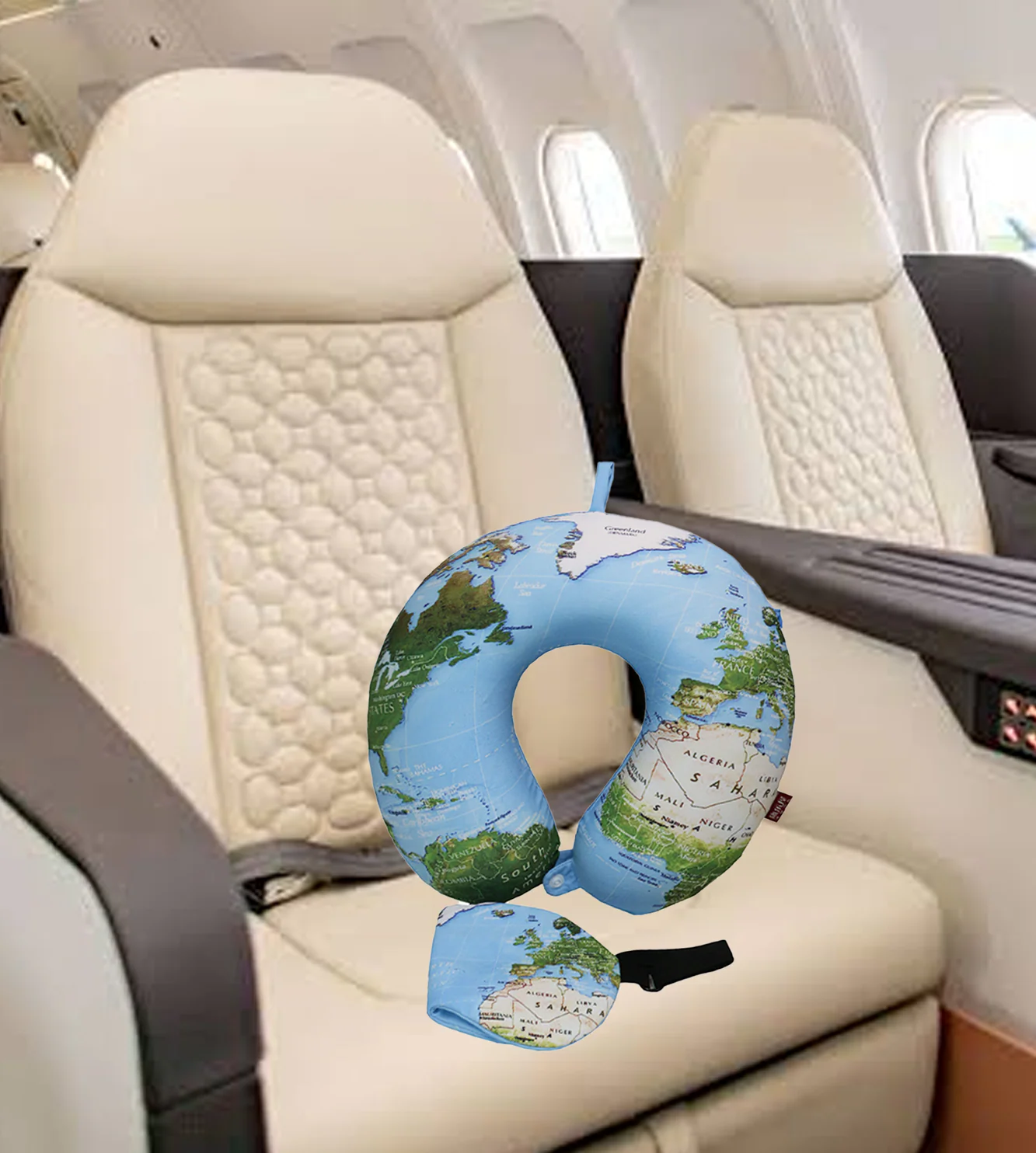 neck pillow & eye mask map printed china