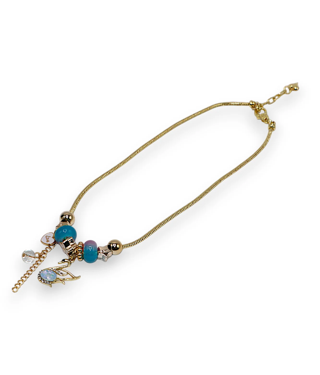 necklace gold & silver snake chain multi beaded china - Image 5