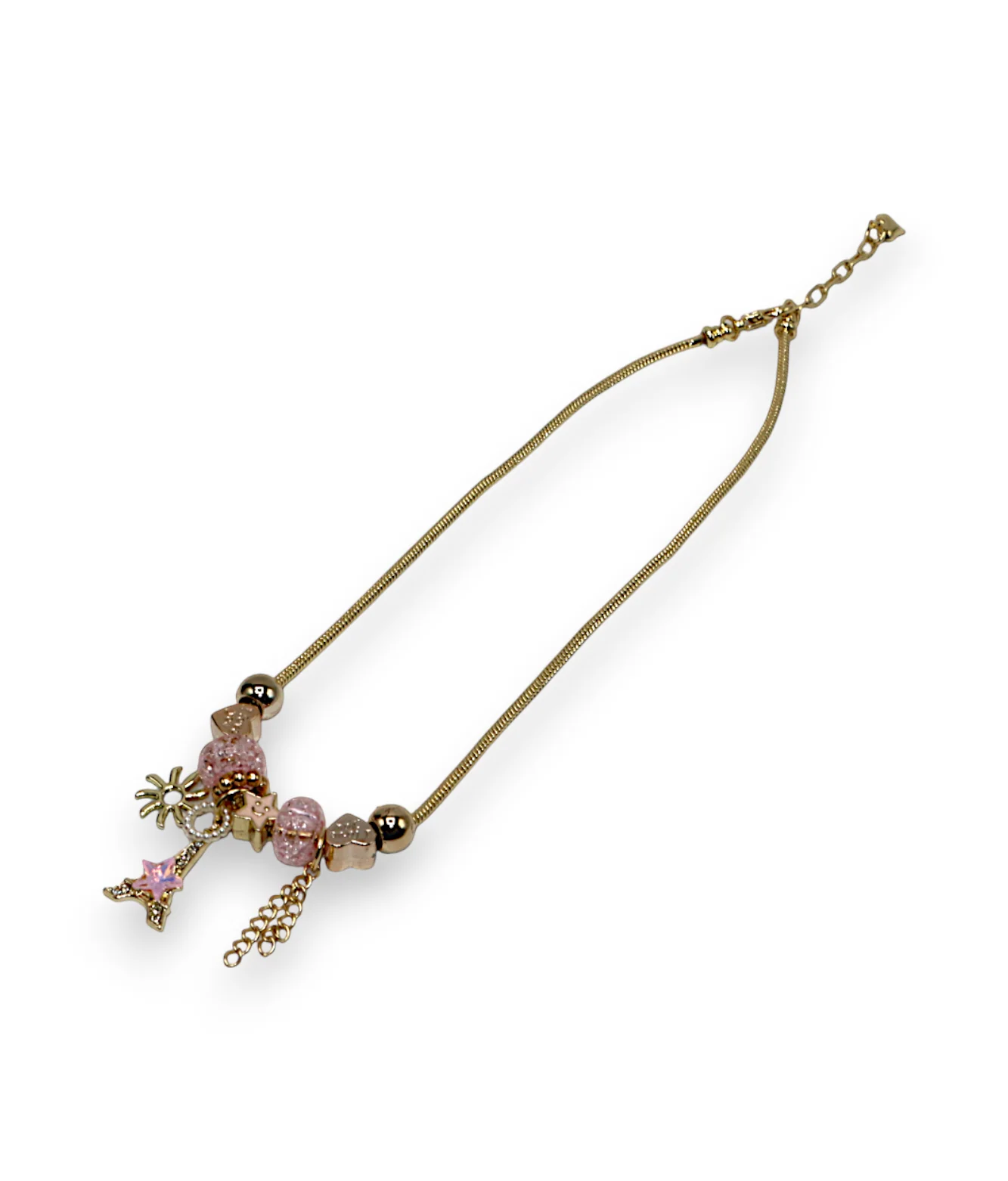 necklace gold & silver snake chain multi beaded china - Image 8