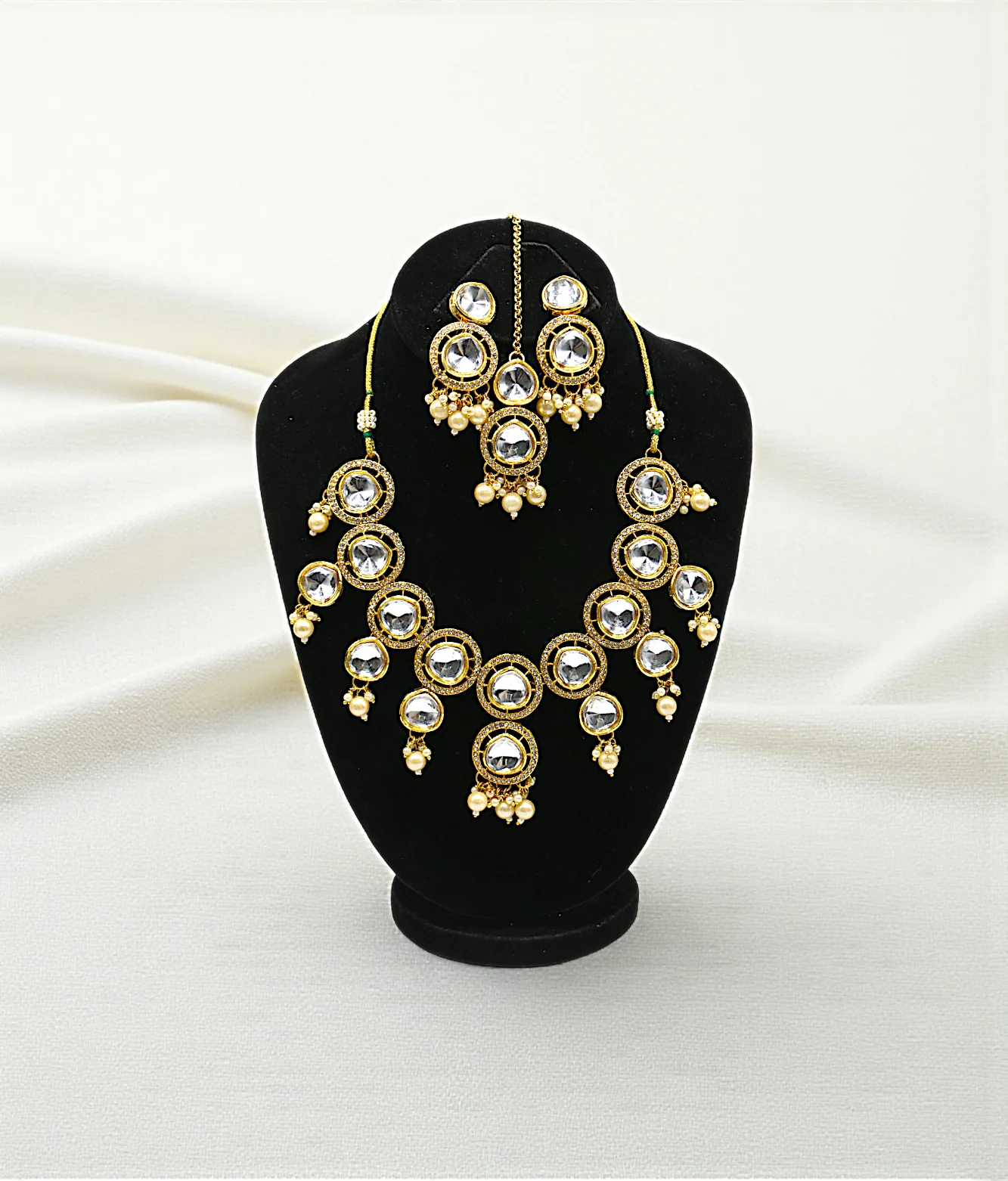 necklace set elegant gold plated kundan - Image 3