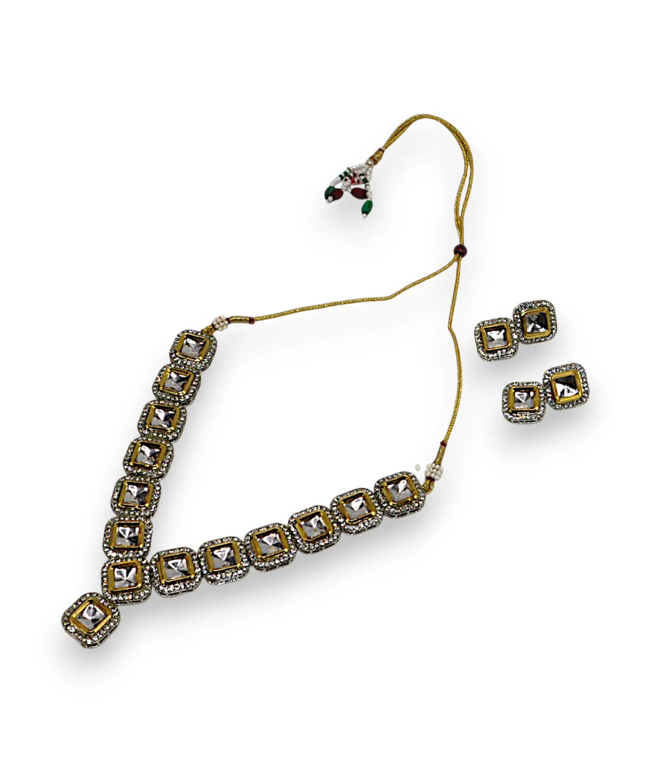 necklace set elegant silver kundan - Image 2