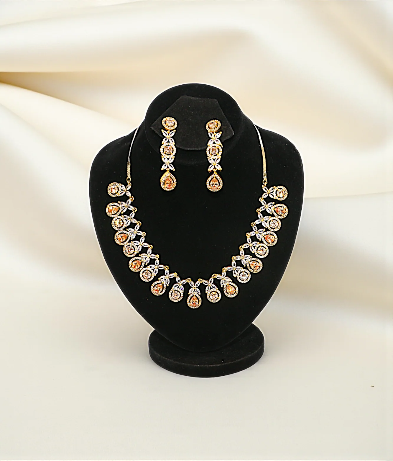 necklace set golden polki choker