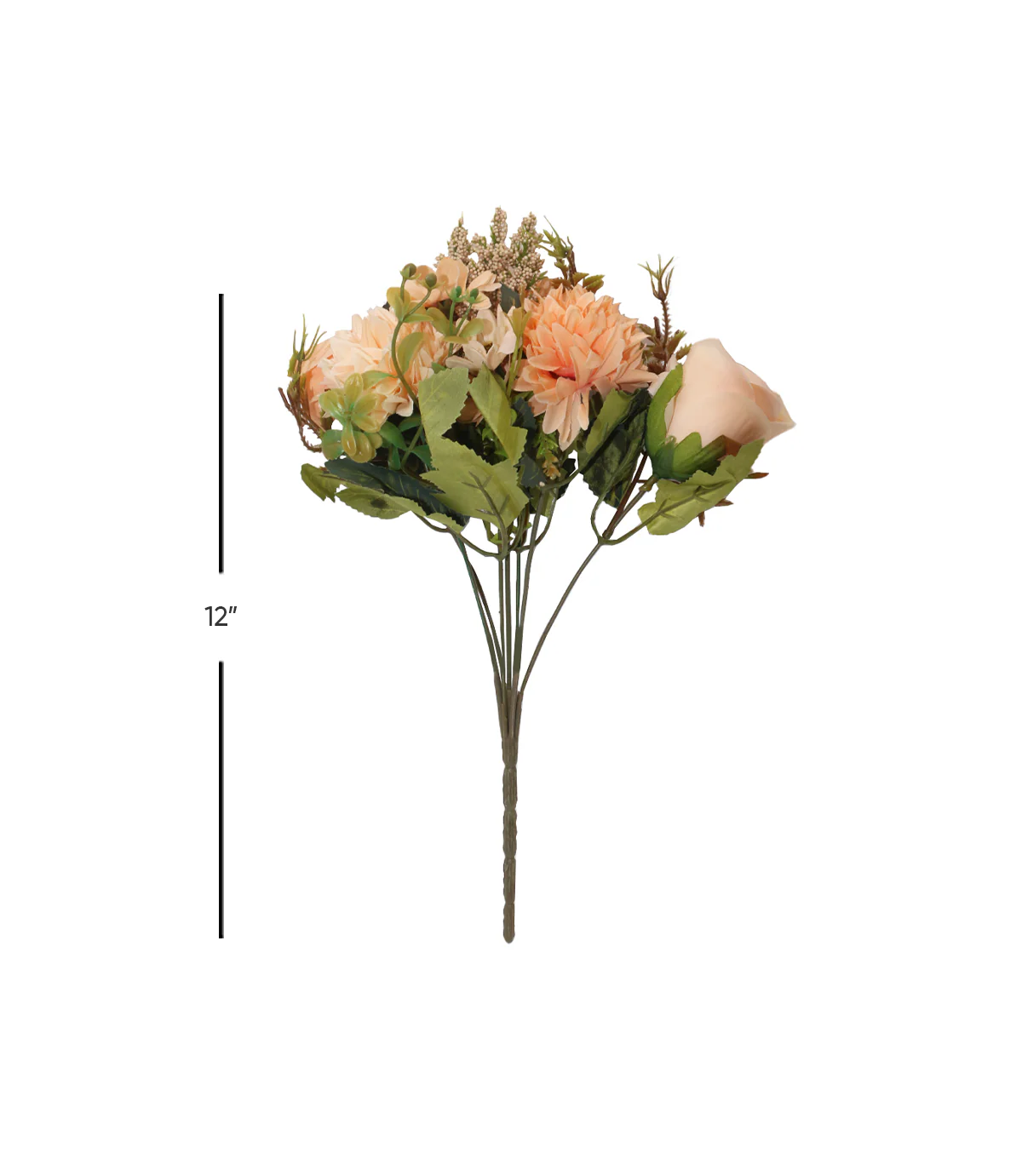 peach mix flower bunch 12'' china 876-46 - Image 2