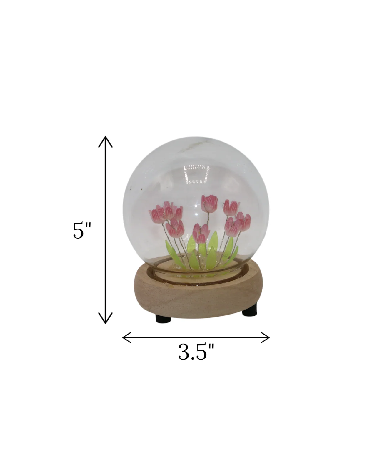 pink tulip flower light in globe china "5x3.5" - Image 2