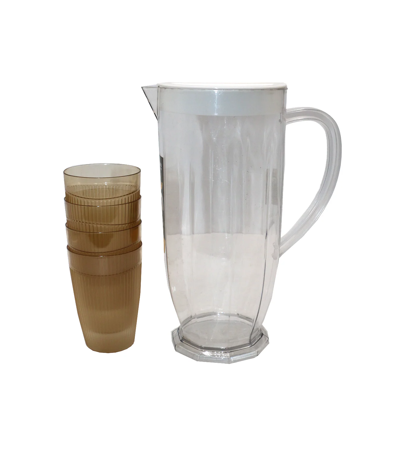 plastic jug & 4 glass china 2504 - Image 2