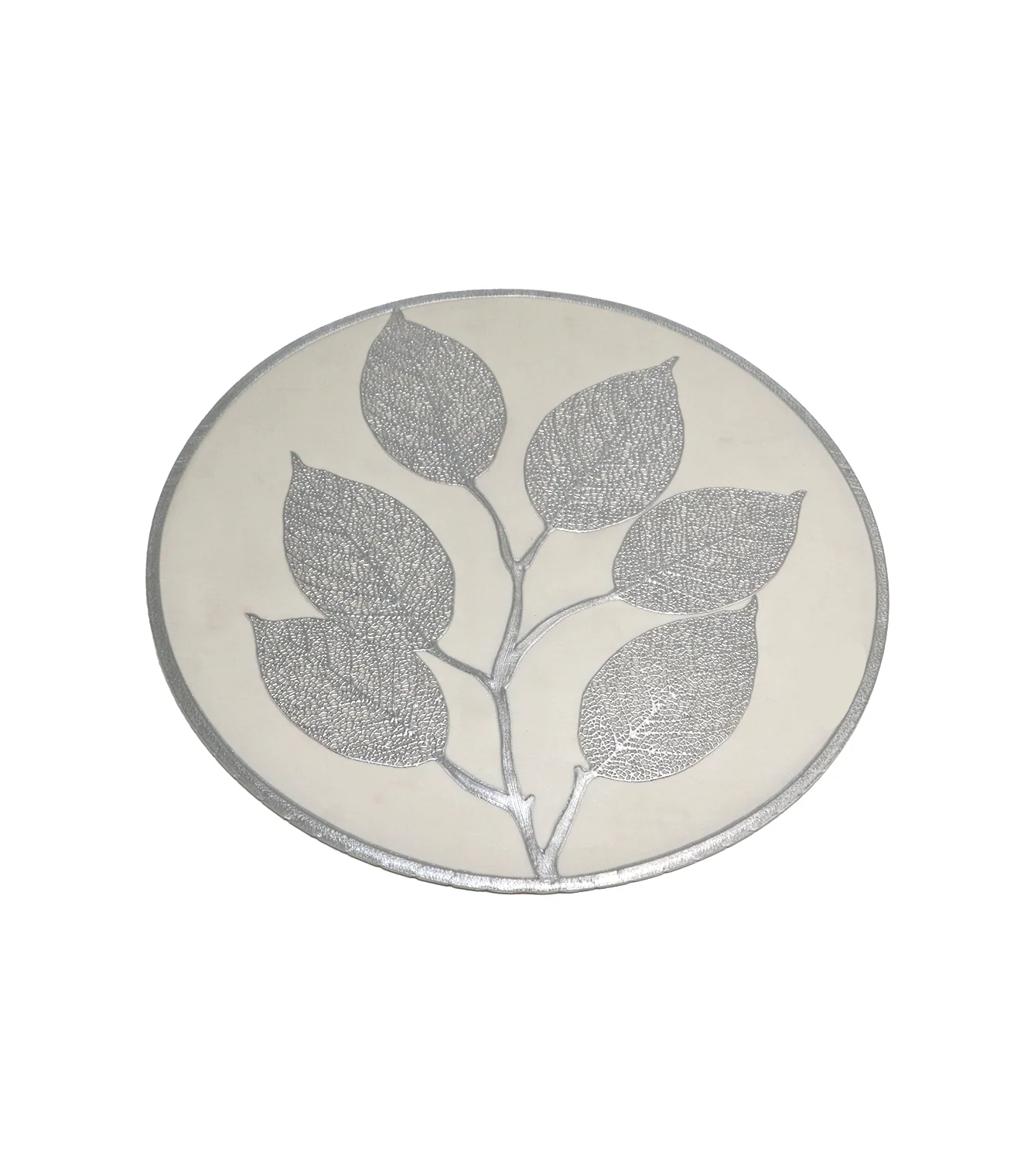 pvc table mat 1pc 38x38cm white & silver leaf china - Image 2