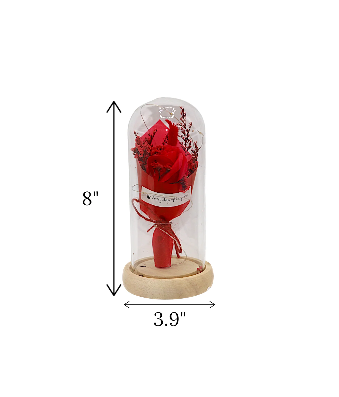 red flower bouquet in glass china "8x3.9" - Image 2