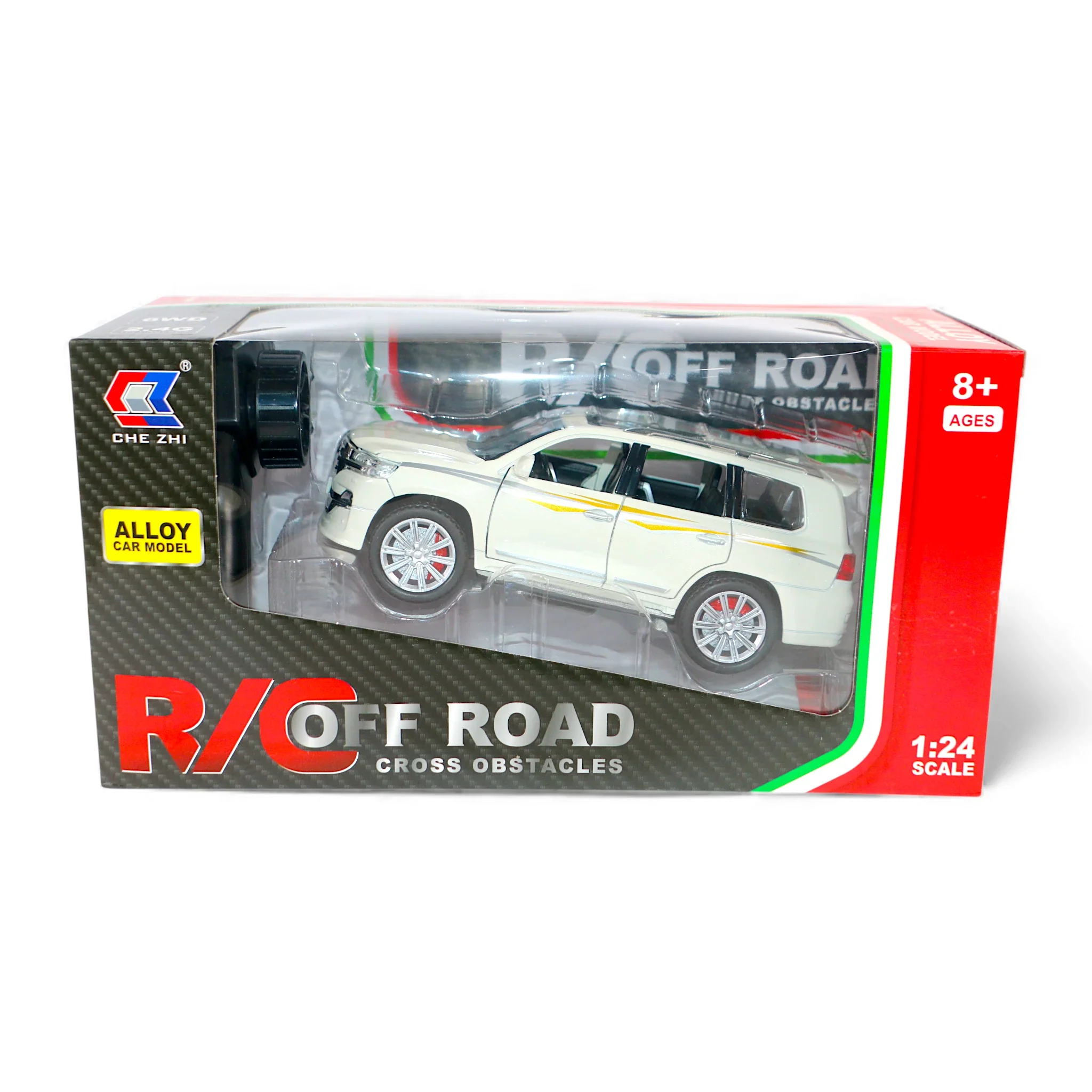 remote control metal toyota land cruiser v8 1:24 chargeable with  lights music & usb t044 - Image 2