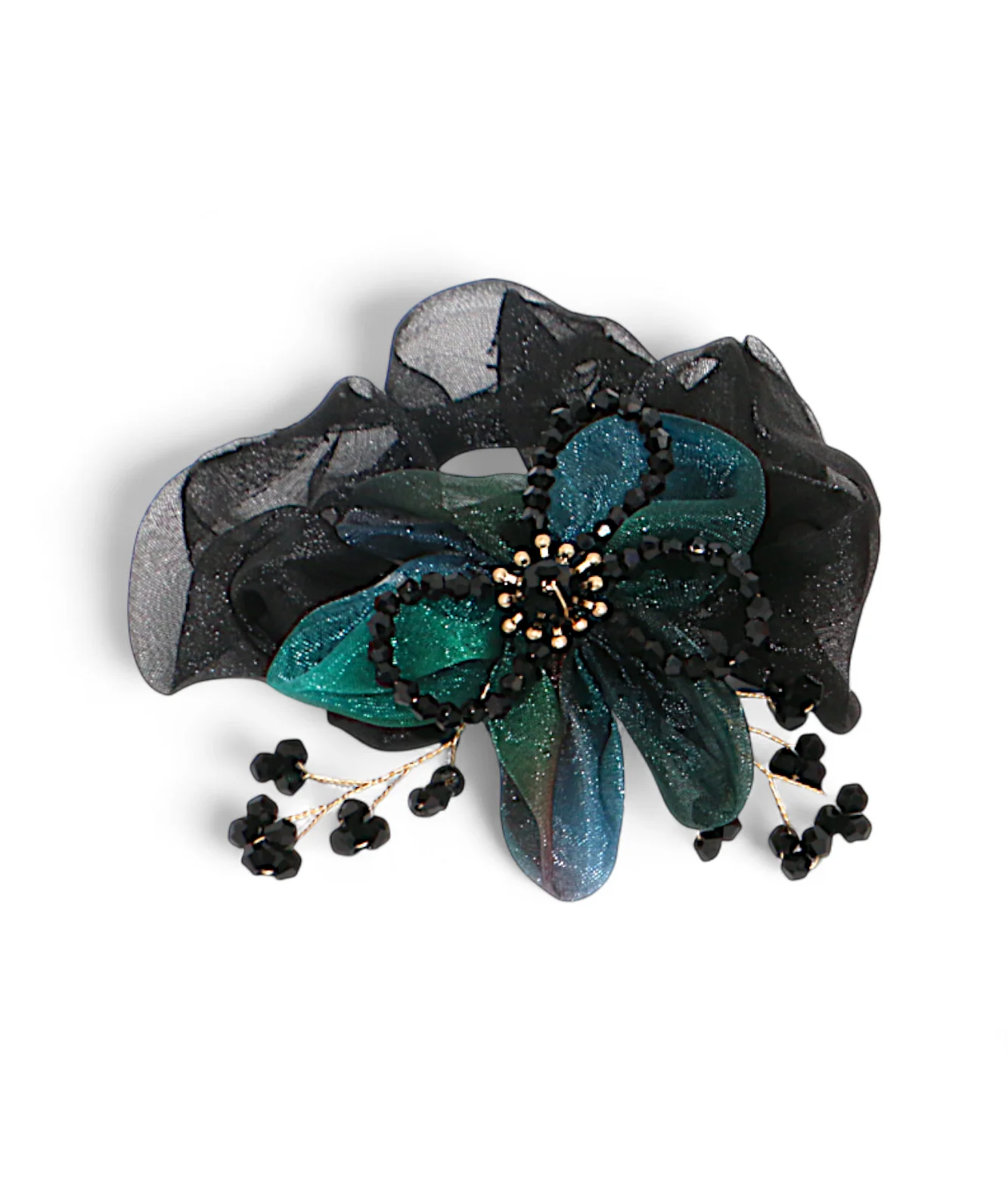 scrunchie mix color with organza flower pearls china - Image 3