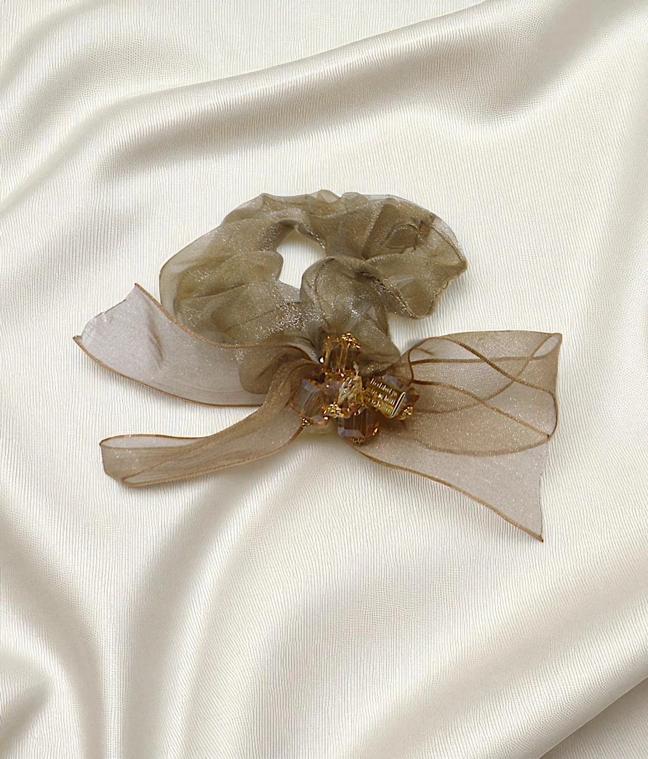scrunchie mix color with organza bow pearls china - Image 3