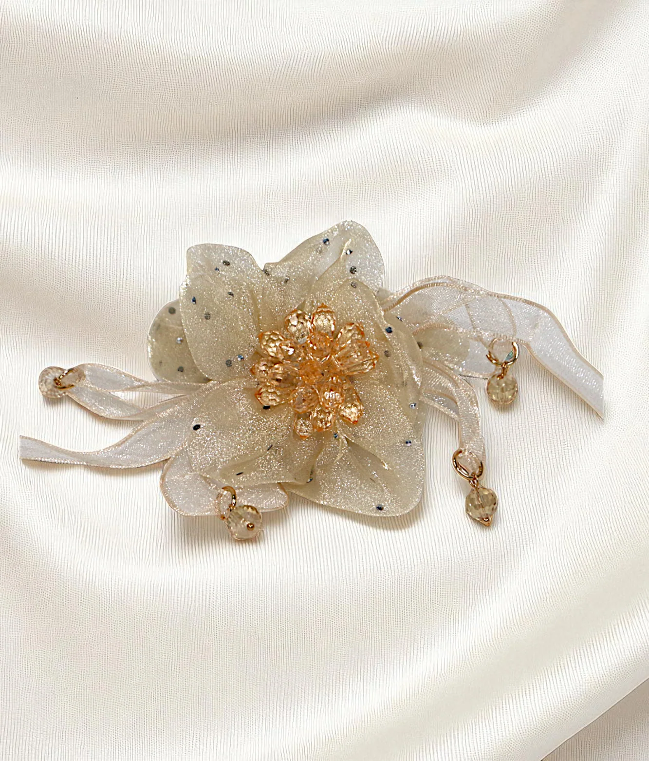 scrunchie mix color with organza flower pearls - Image 3