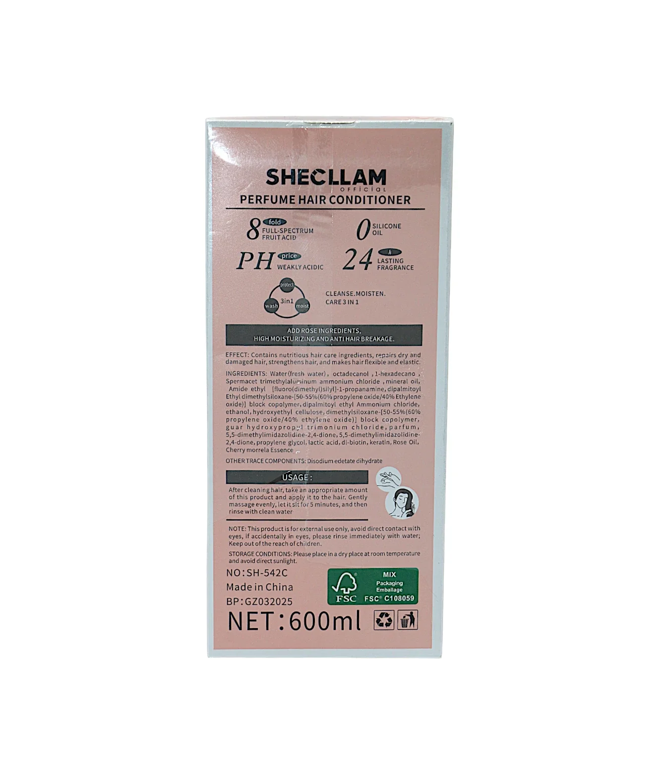 shecllam hair conditioner cherry fragrance 600ml sh-542c - Image 2