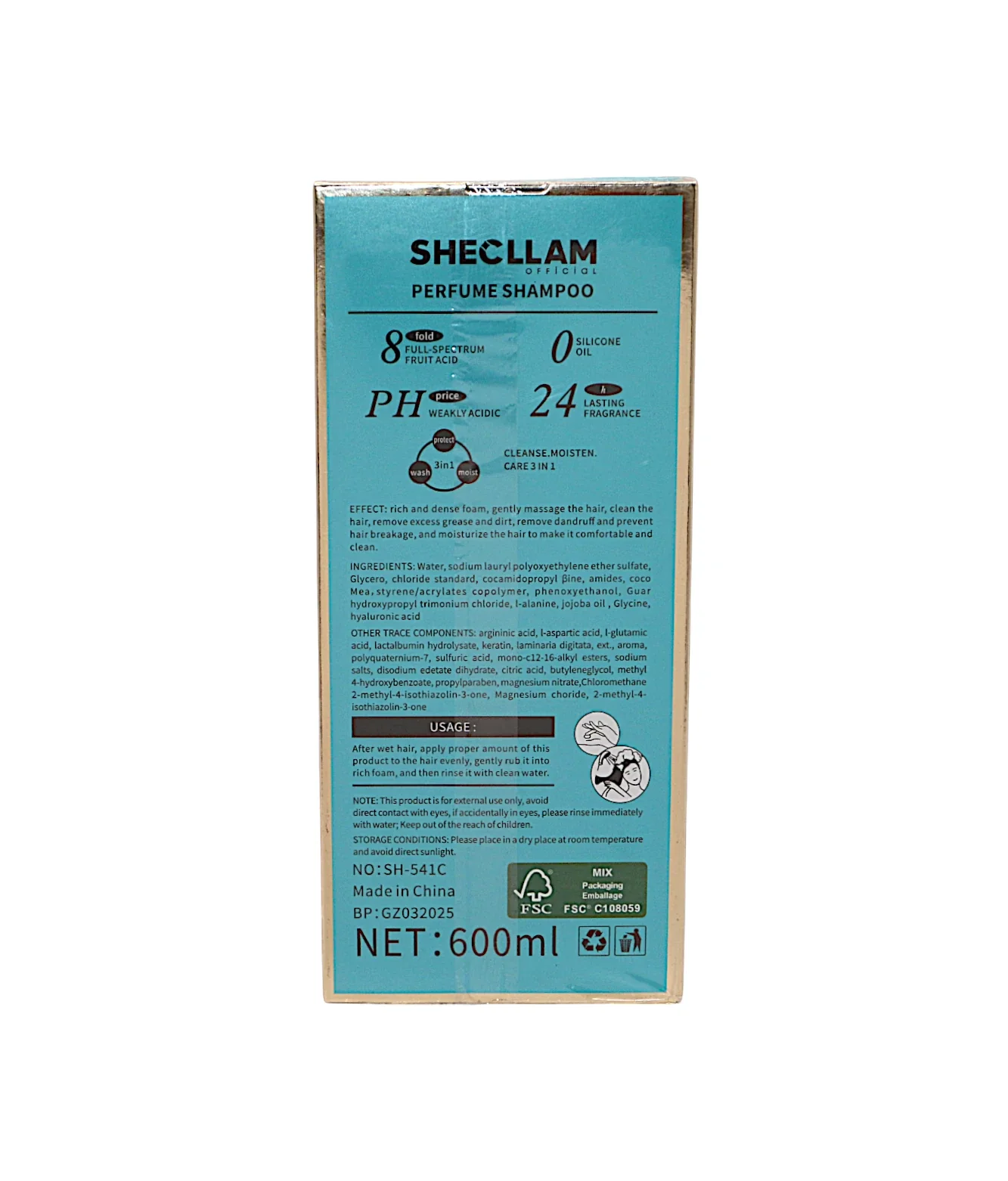 shecllam shampoo camellia fragrance 600ml china sh-541c - Image 2