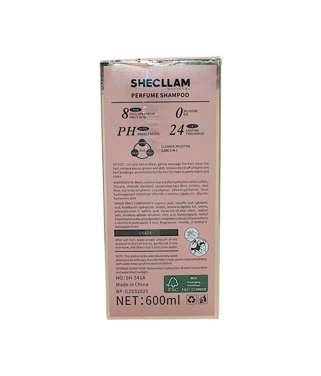 shecllam shampoo cherry frarance 600ml china sh-541a - Image 2