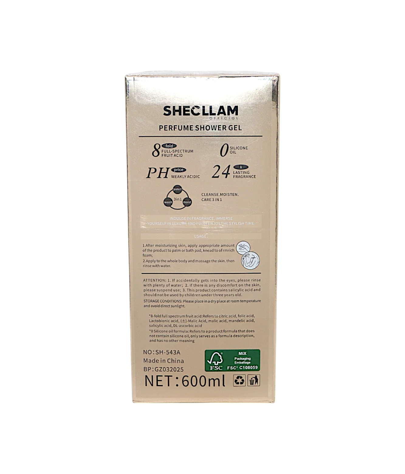 shecllam shower gel citrus aroma 600ml china sh-543a - Image 2