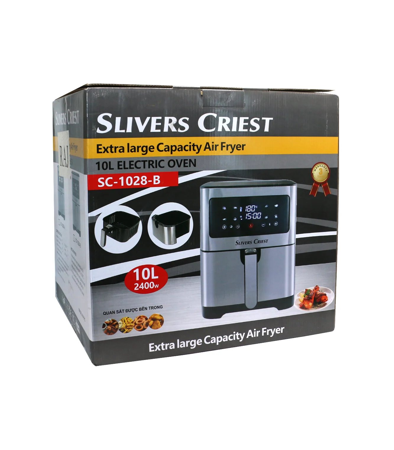silvers criest air fryer 10l 2400w china sc-1028-b - Image 3