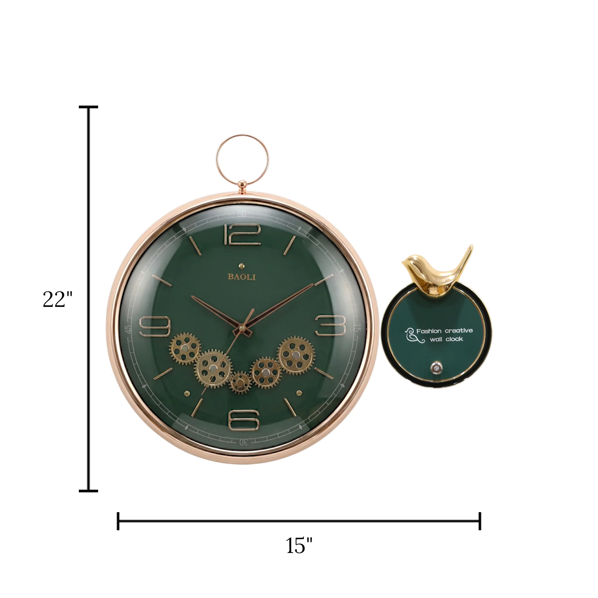 sparrow holder wall clock moving gear 22"x15" china 51134 - Image 2