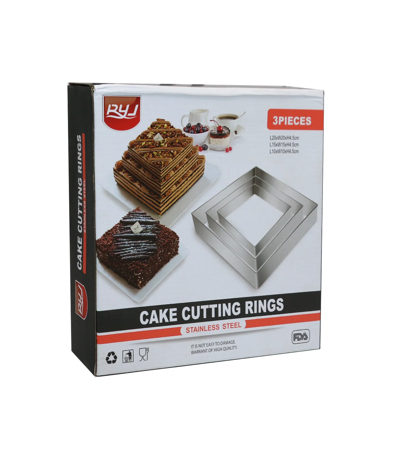 ss cake cutting rings 3pc square china 1811-3a - Image 2
