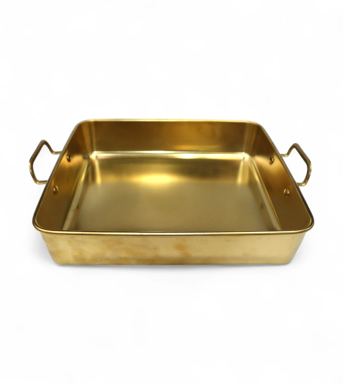 ss serving bowl 26x26 golden square 2 handles china