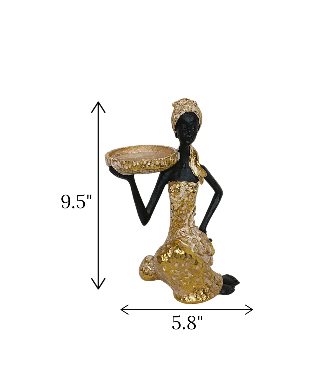 statue african lady holding stand golden large china 9.5x5.8 - Image 2