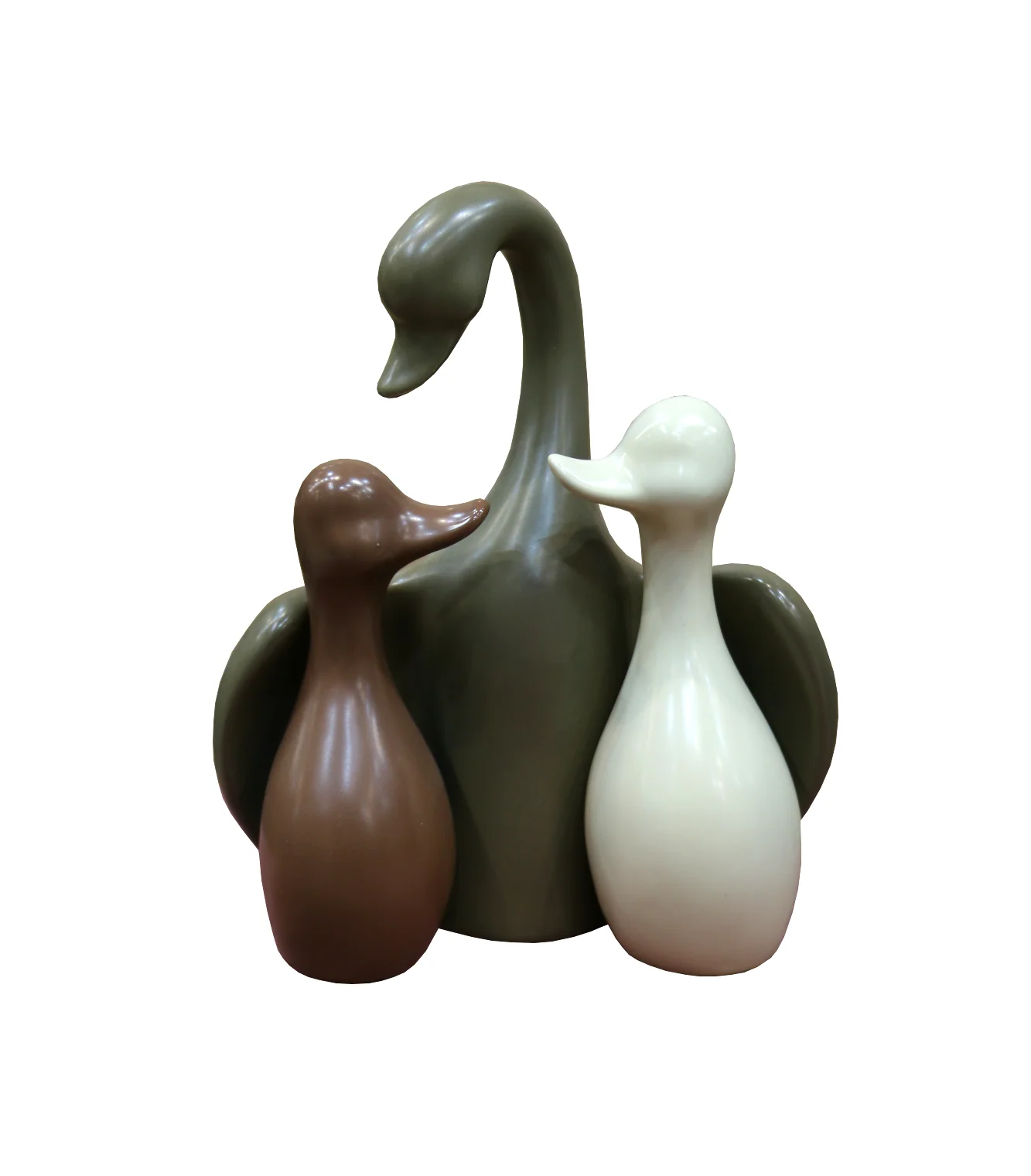 statue ceramic swan family china d265 - Image 2