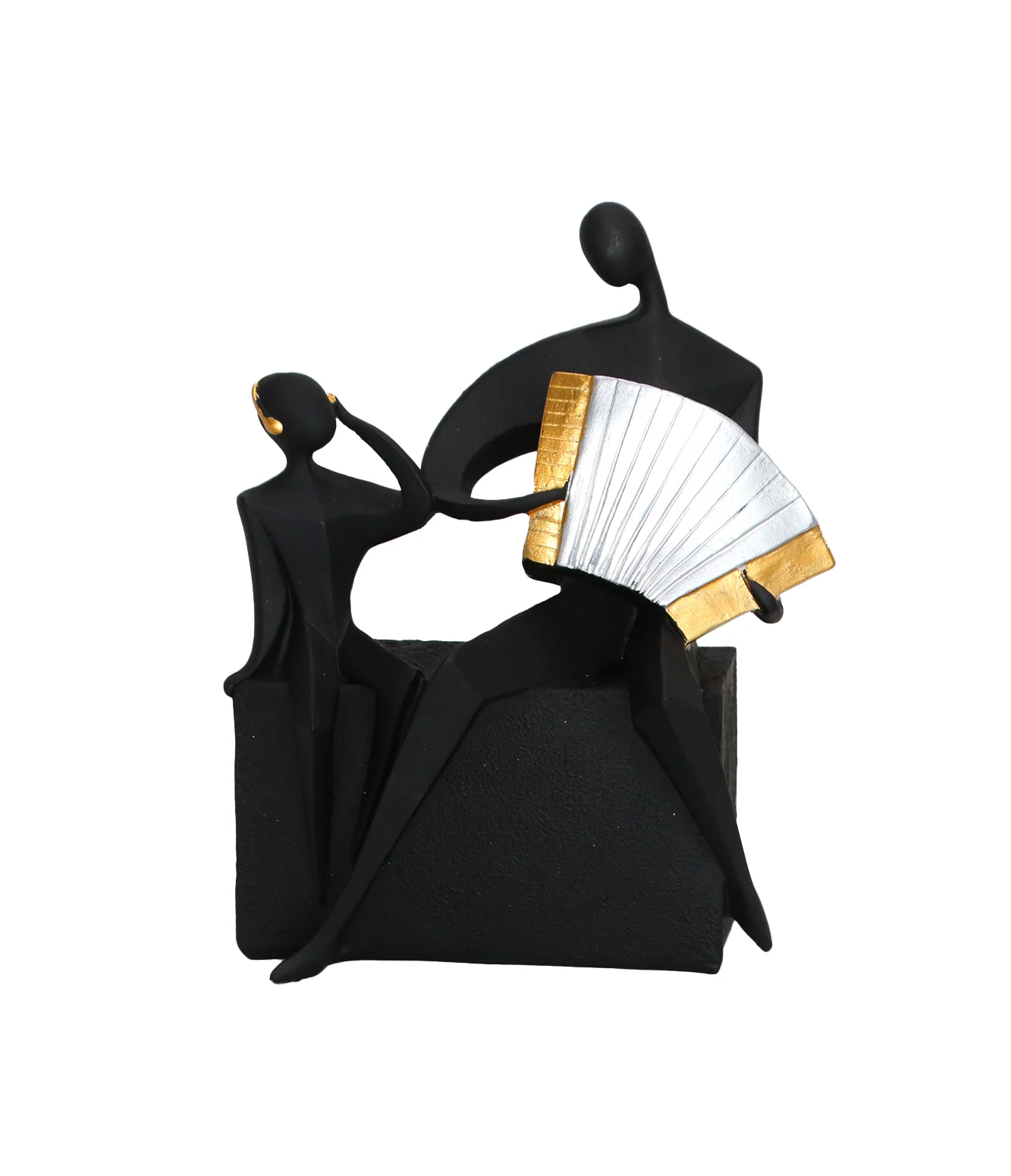 statue couple black with accordion china (7"x6") - Image 2