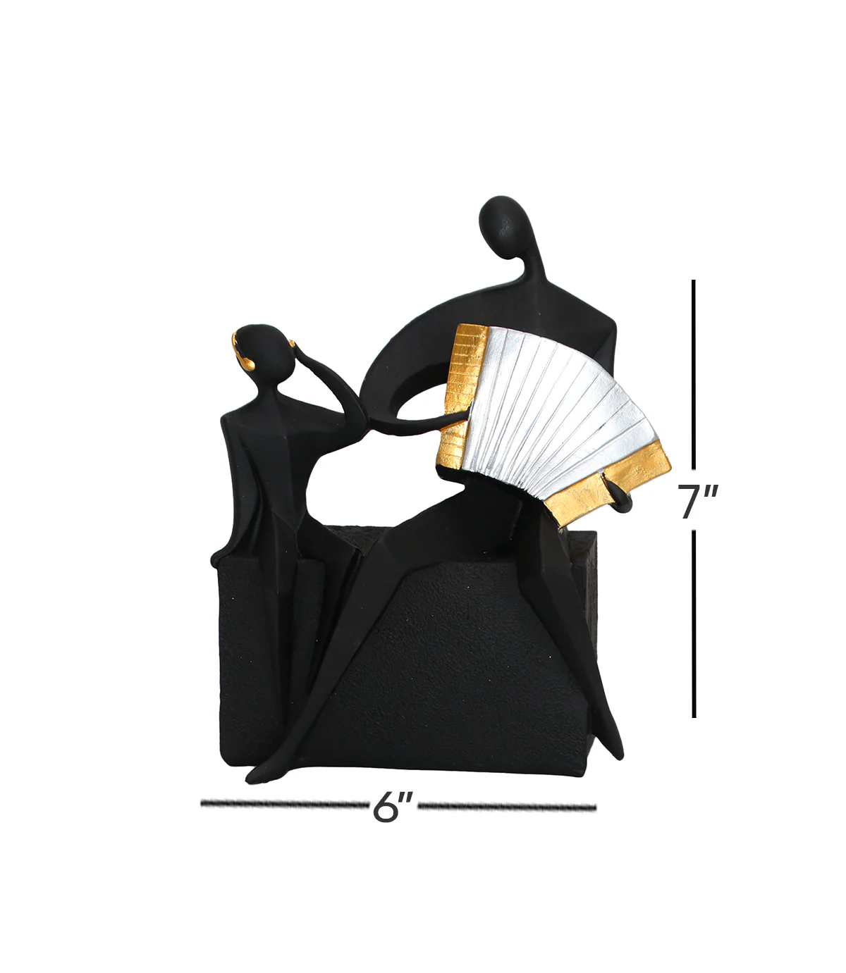statue couple black with accordion china (7"x6") - Image 3